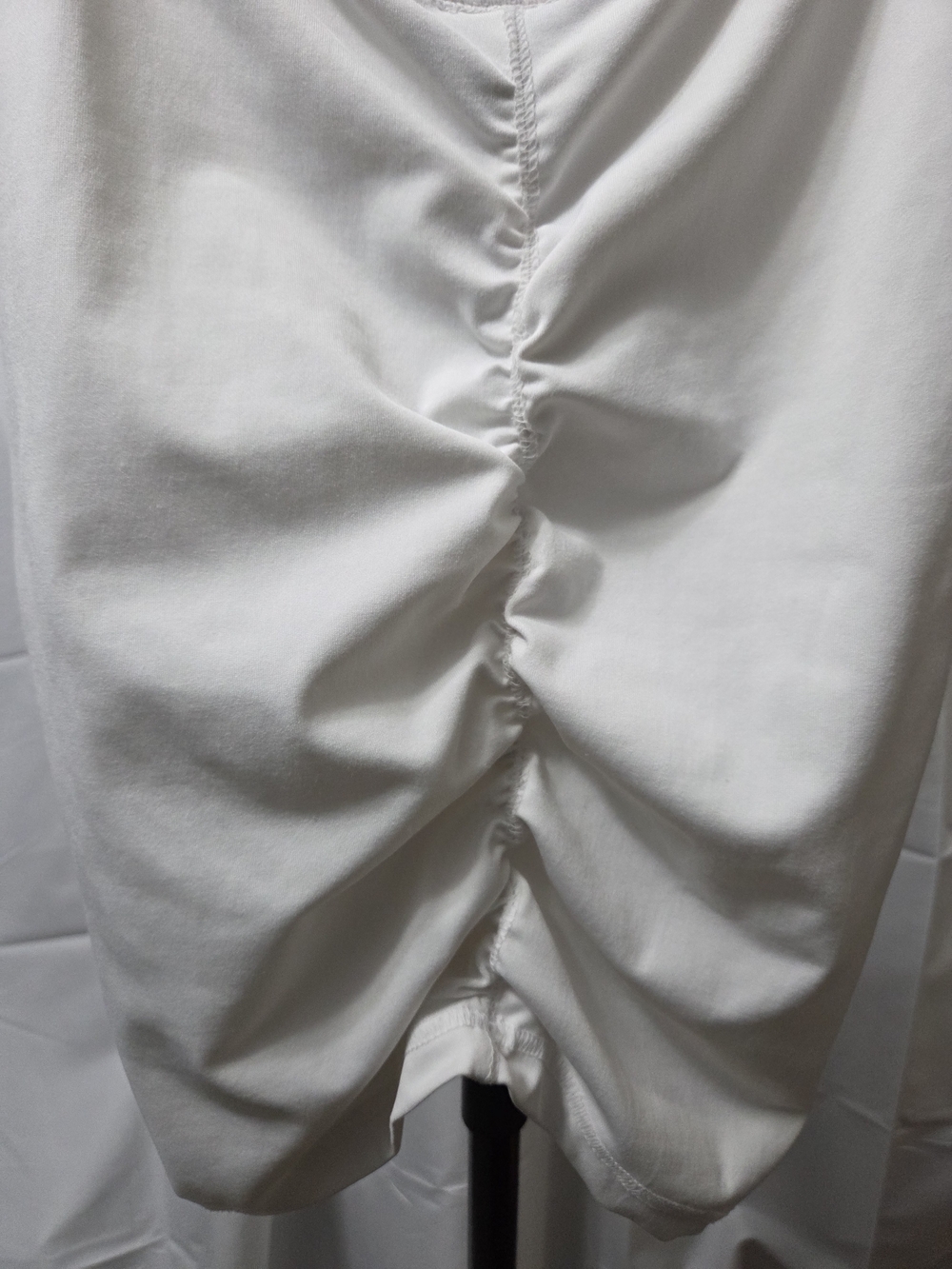 Express White Ruched Mesh Center Ruffle Milkmaid Top - M - Picture 4 of 9